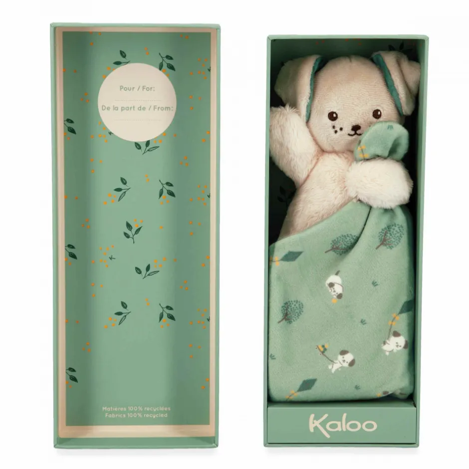 Doudou chien Carré douceur Vert<Kaloo Discount